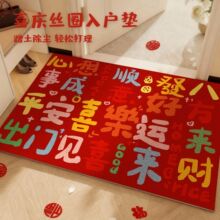 新年创意新款文字丝圈入户门垫吸土防滑耐脏可裁剪代发手洗脚垫