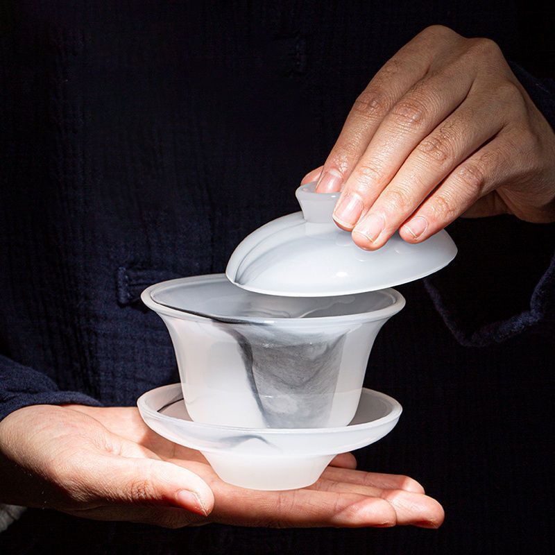 Lapis Lazuli Tea Set with Heat Insulating Lid, Host Cup, Fair Cup, Home Use Chinese Ink Wash Style Gongfu Tea Set