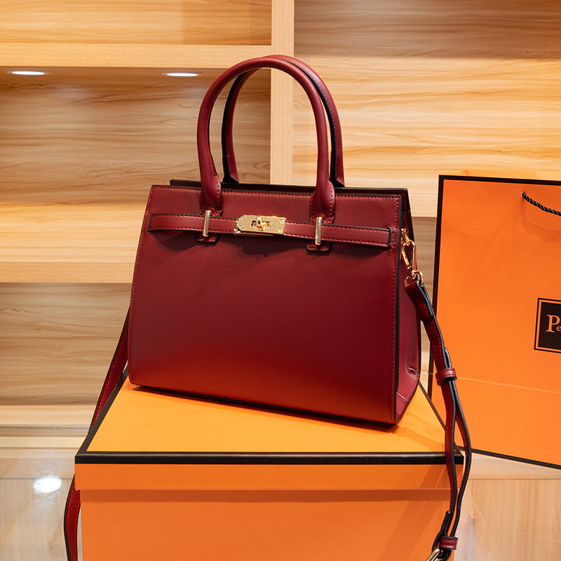 Bolso Rojo, Gran Capacidad, Estilo Kelly de Lujo Ligero, Bolso de Moda para Bodas 2025, Elegante Bolso Bandolera, Bolso para Mamá.