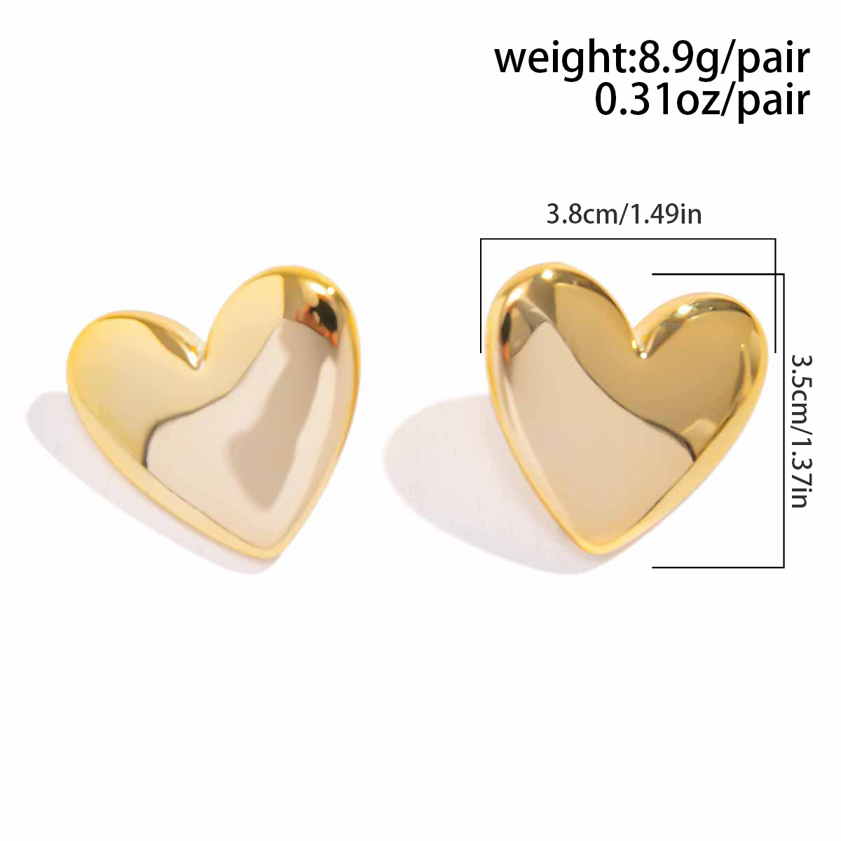 1 Pair Simple Style Classic Style Water Droplets Heart Shape Plating Iron Gold Plated Ear Studs display picture 11