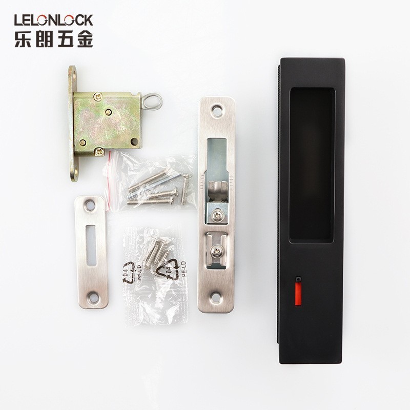 Cerradura cuadrada de puerta corredera de estilo japonés, cerradura de puerta corredera de aleación de zinc, indicación roja y verde, cocina y baño, puerta corredera, cerradura de gancho para puerta corredera