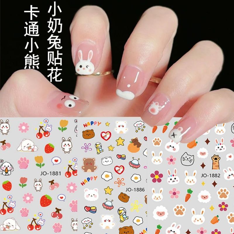 儿童卡通指甲贴公主宝宝防水美甲贴花小孩玩具小兔子背胶美甲贴纸|undefined
