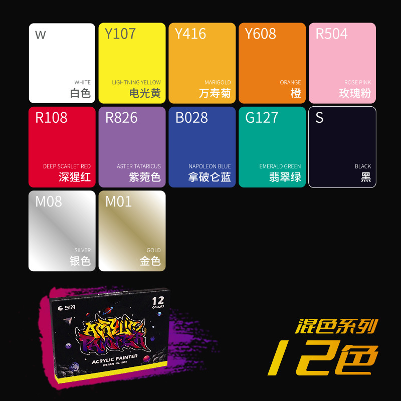 STA 1000C Segunda Generación marcador de acrílico cabeza fina impermeable pintado a mano DIY pintura Zapatos Ropa zapatos acrílico cara