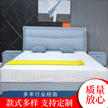 意式真皮床双人床 现代简约主卧床婚床家具1.8米极简轻奢软包皮床