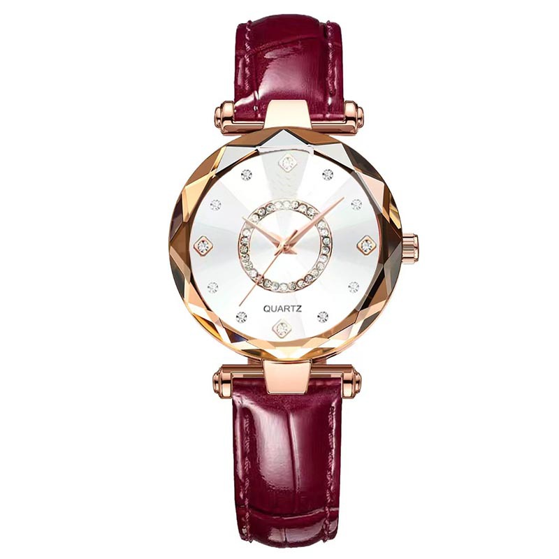 [upgraded version] red leather belt with white face