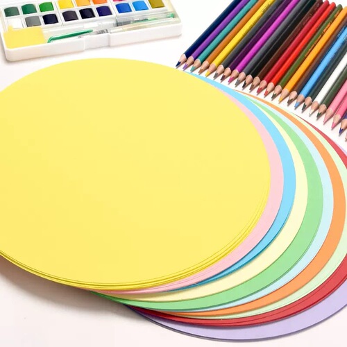 Colored cardboard round painting handmade sketch paper children's art colored lead drawing paper 250g hard thick paper wholesale