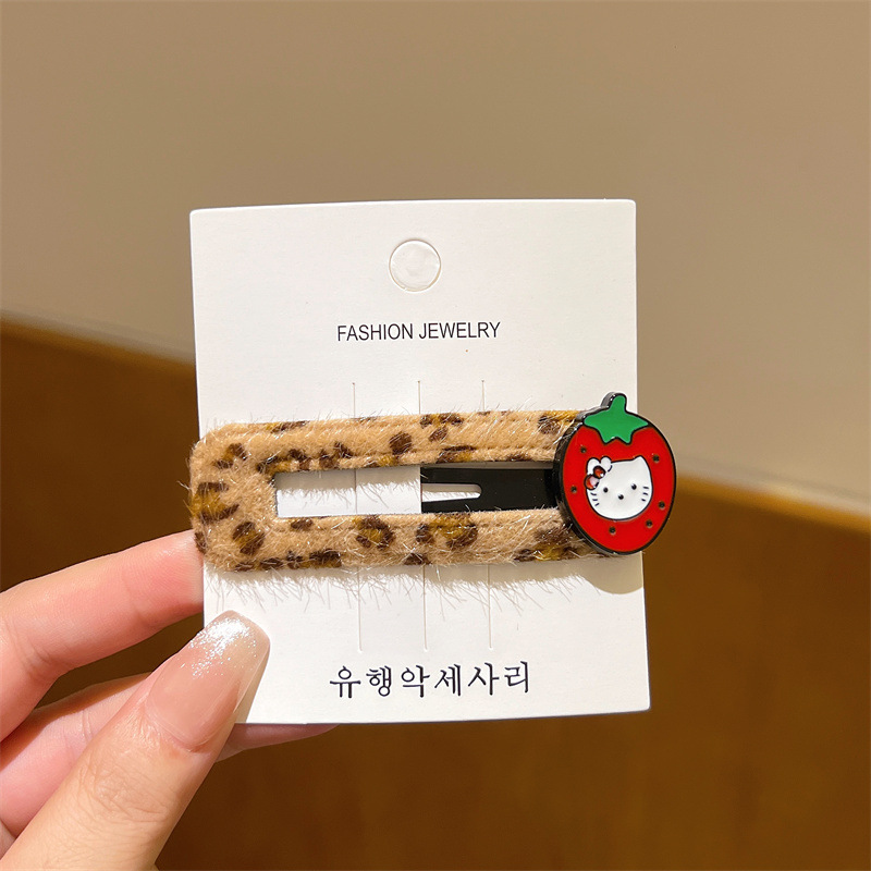 韩版豹纹苹果猫咪蝴蝶结发夹女bb夹气质高级网红刘海夹侧边夹百搭|undefined