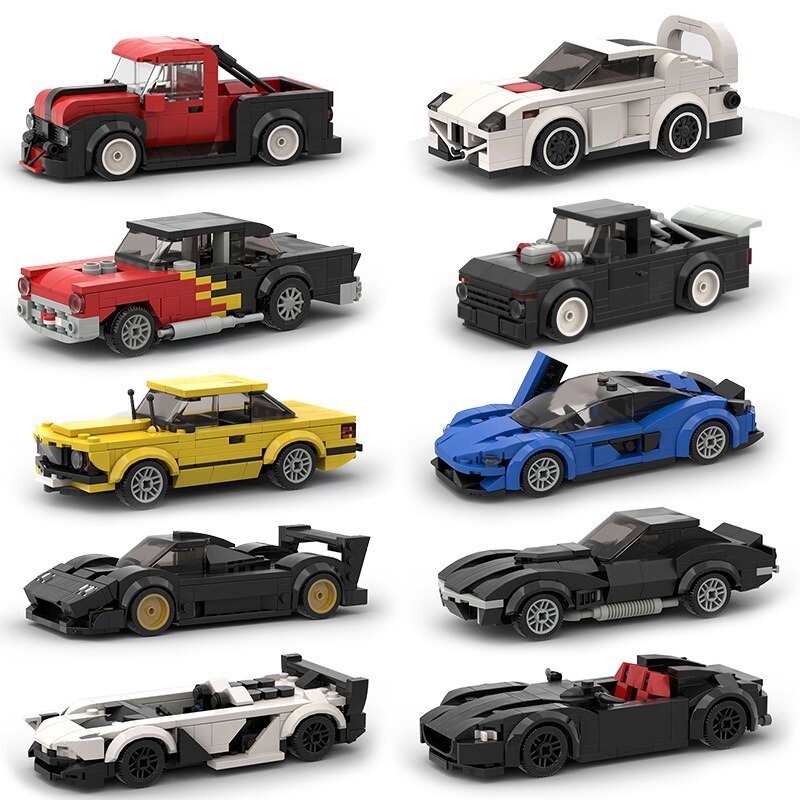 Children's Toy Car Model Sports Car Compatible with Lego Racing Small Particle DIY Building Blocks Moc Educational Technology Wholesale