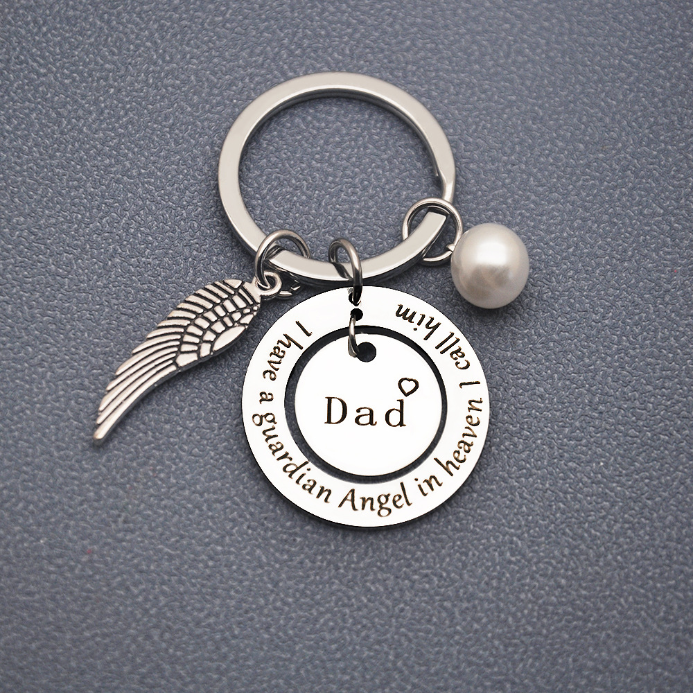 Simple Style Letter Wings 201 Stainless Steel Zinc Alloy Stoving Varnish Polishing Artificial Pearls Mother'S Day Father'S Day Unisex Keychain Bag Pendant display picture 4