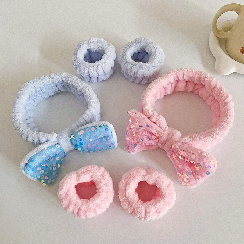 Europa y Estados Unidos transfronterizos esquinillas arco correa de cabello conjunto correa de muñeca mujer lavado de la cara belleza correa de cabello Yiwu artículos pequeños accesorios para el cabello