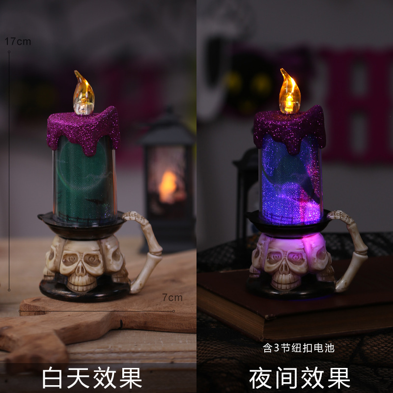 Decoraciones de Halloween Decoración de luz de viento Luz de vela electrónica LED Bar de Halloween Atmósfera de terror Accesorios de vestir
