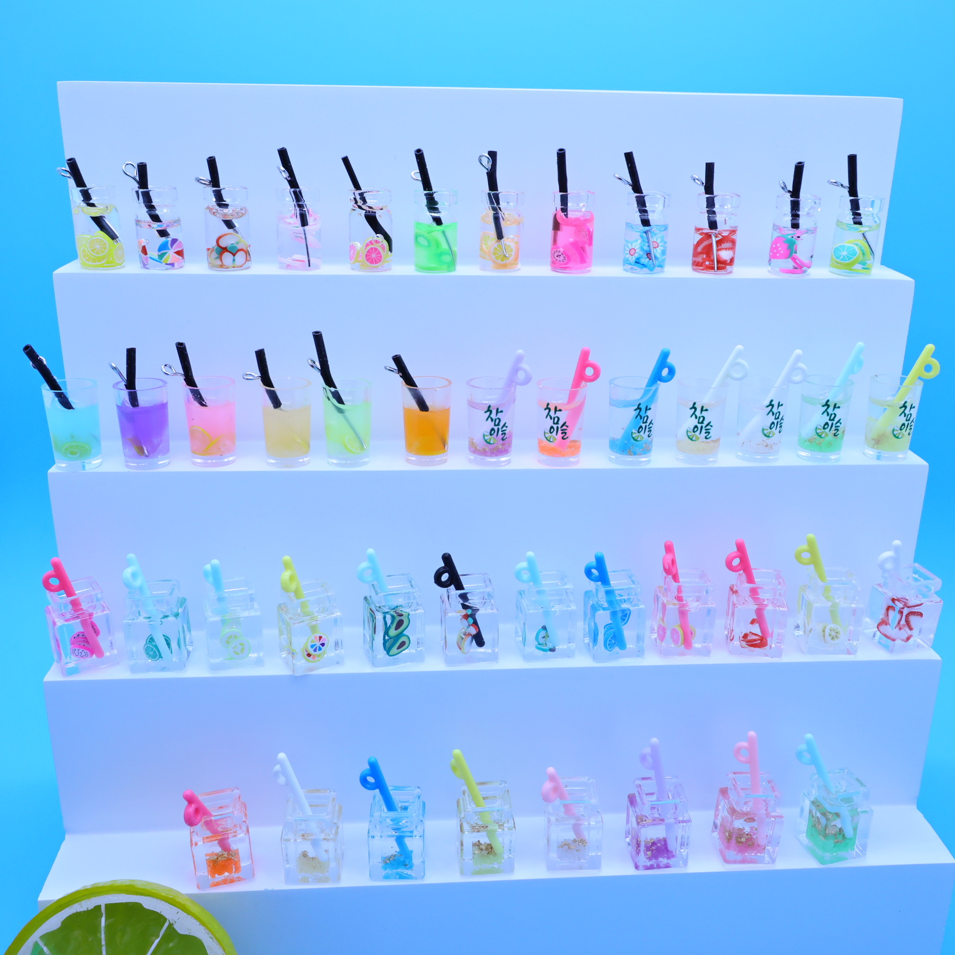 Ins Mini Luminous Wishing Bottle Artificial Fruit Bottle Earrings Accessories Keychain Pendant DIY Mobile Phone Chain Micro Food Toy