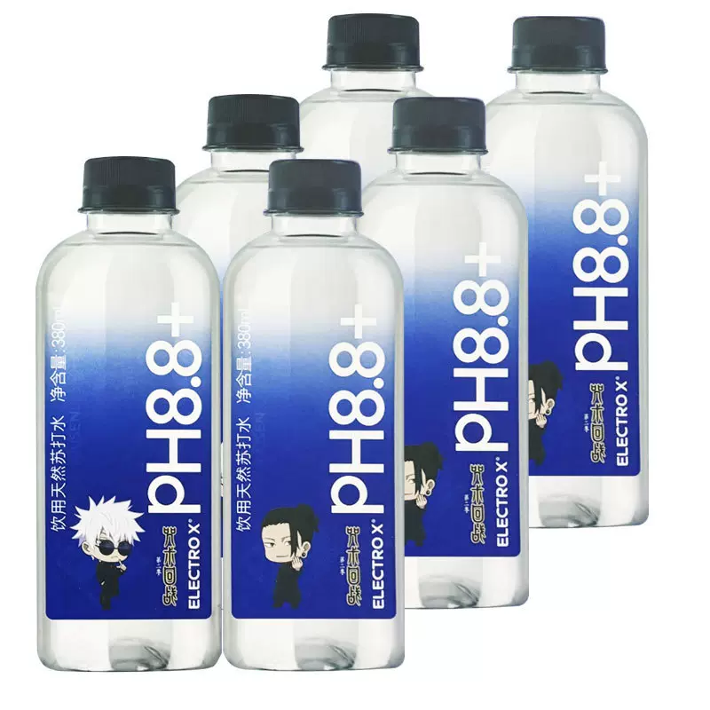 ELECTRO X粒刻天然苏打水咒术回战联名380ml6瓶装无糖无气饮用水