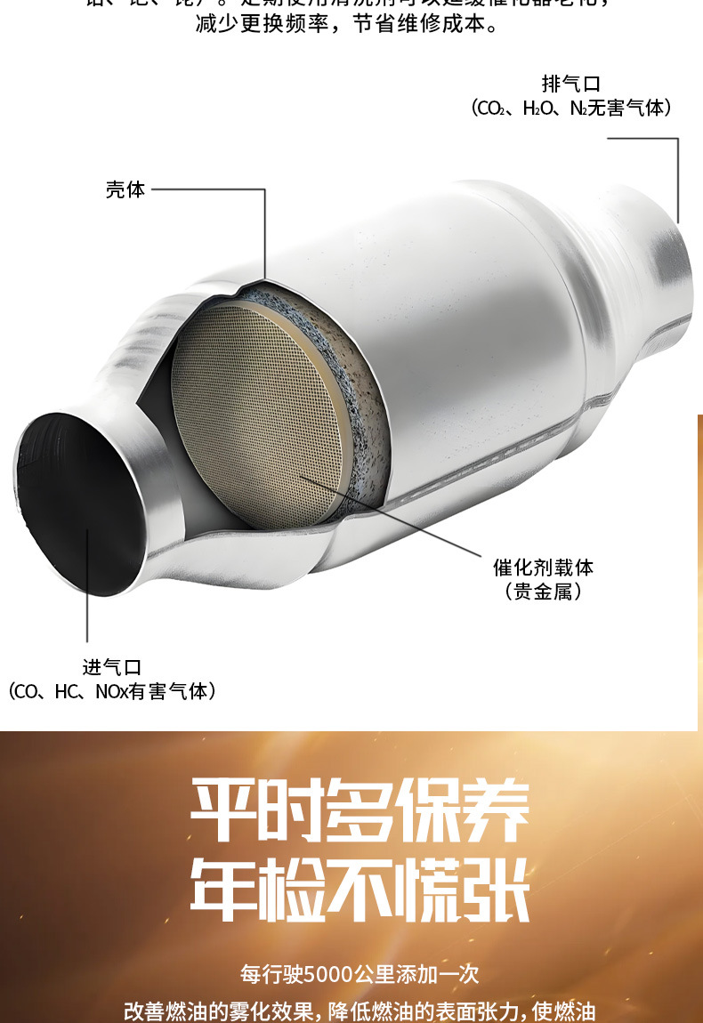 Eluchi three-way catalytic detergent cleaning agent injector car disassembly-free catalytic converter to remove carbon deposits and clean up exhaust gas