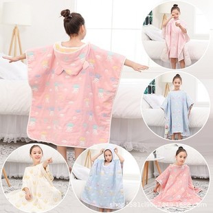 Children's bath towel boys and girls cloak bathrobe cotton gauze absorbent soft baby wearable four seasons cloak wholesale