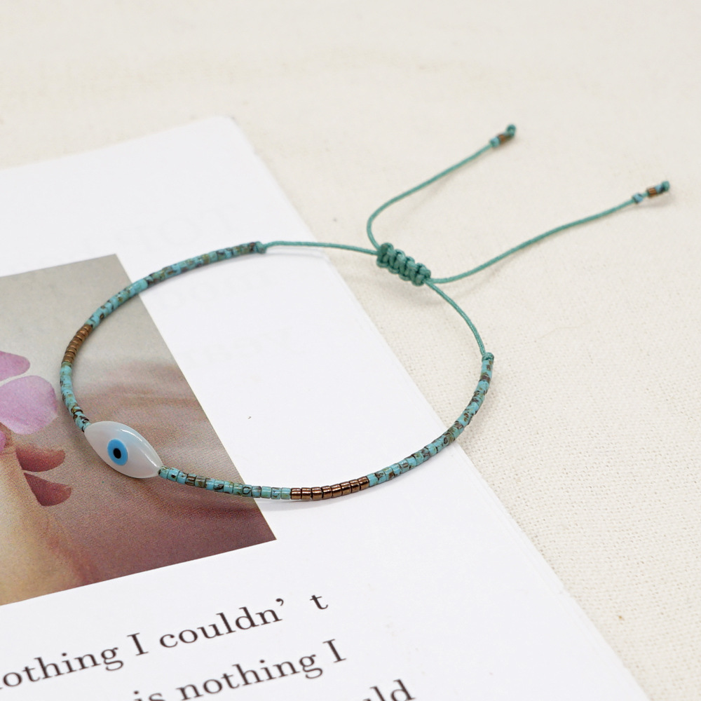 Retro Ethnic Style Turquoise Miyuki Rice Beads Shell Eye Small Bracelet display picture 2