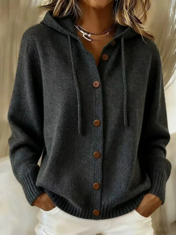 (Cross-border trading), pin, knitted dress with hood, sweater, demi-season cardigan, solid color jacket for leisure, European style 5