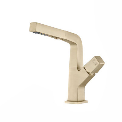 Kaiping Youjia Sanitary Ware Single Hole Gun Ash Two Function Square Basin Lifting and Pulling Hot and Cold Faucet 31632