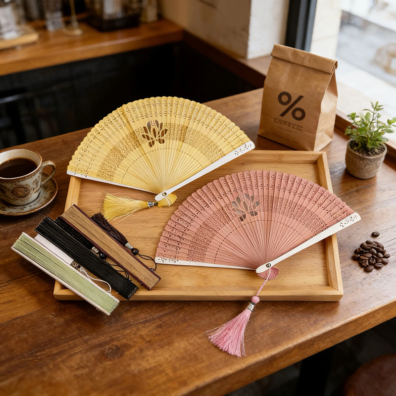 New Chinese-Style Ultra-Fairy Lotus Small Fan, Hanfu Cheongsam Women's Hollow Fan, Wedding Photography Prop Folding Fan