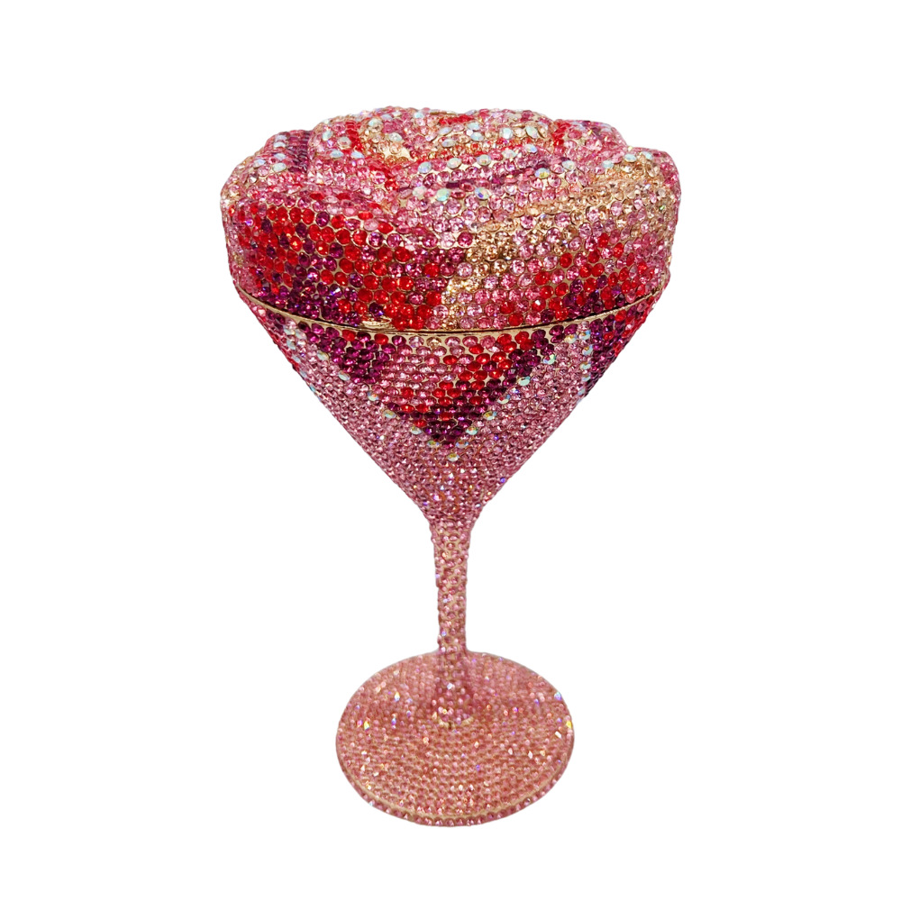 Copa bolsa de embrague nueva taza alta flor con diamantes bolsas de banquete de diamantes bolsas de mano duras