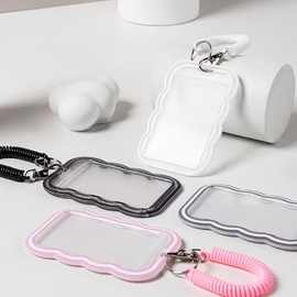 波浪款批发学生证件套透明软硅胶身份证门禁卡保护套可爱卡通波浪