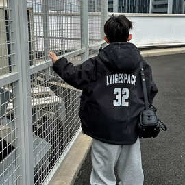 以鸿制衣男童中长款户外棉服2024冬季新款儿童三防冲锋衣棉衣擦银