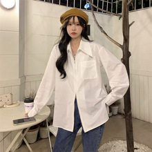 春装白色衬衫衬衣女夏季新款POLO领休闲双拉链女士防晒开衫上衣潮