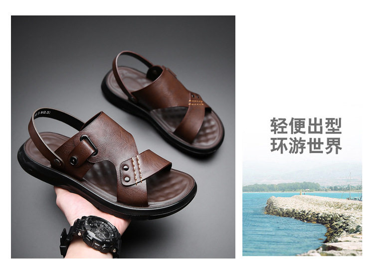 Dép sandal nam đế mềm quai ngang hở ngón, dép đi biển và lái xe đa năng, lót cao su massage — CS2311 màu nâu, CS2311 màu xám, CS2311 màu đen chi tiết 7