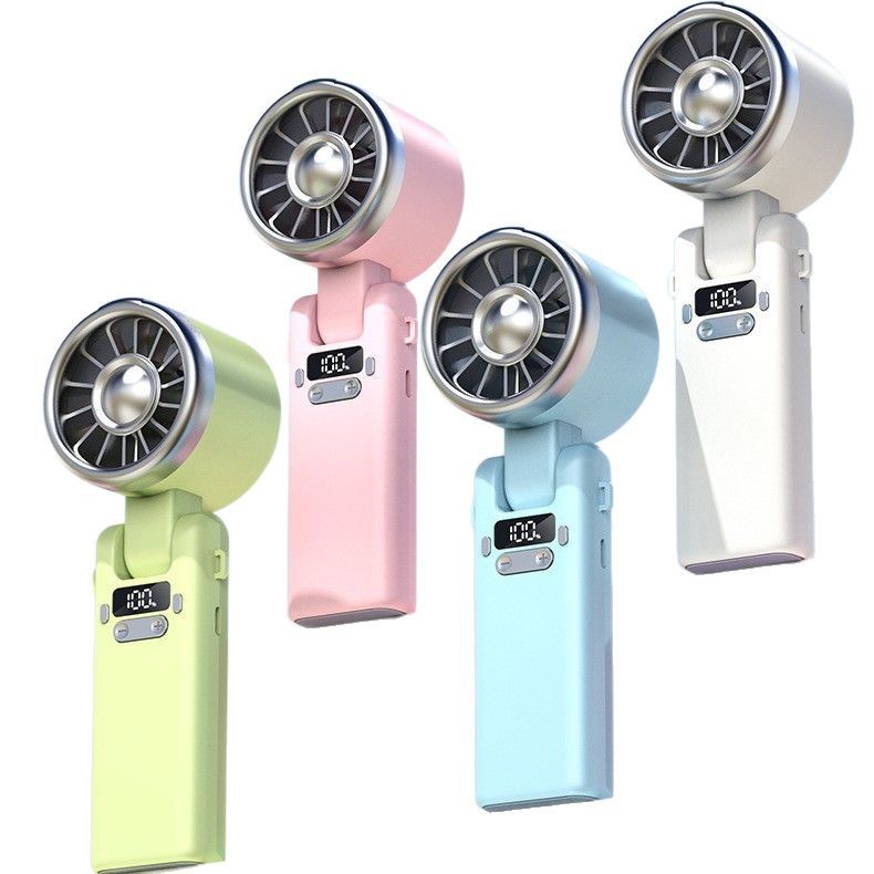 Nuevo ventilador de mano de alta velocidad al aire libre con pantalla digital plegable mini gran ventilador de turbina eólica ventilador de cuello