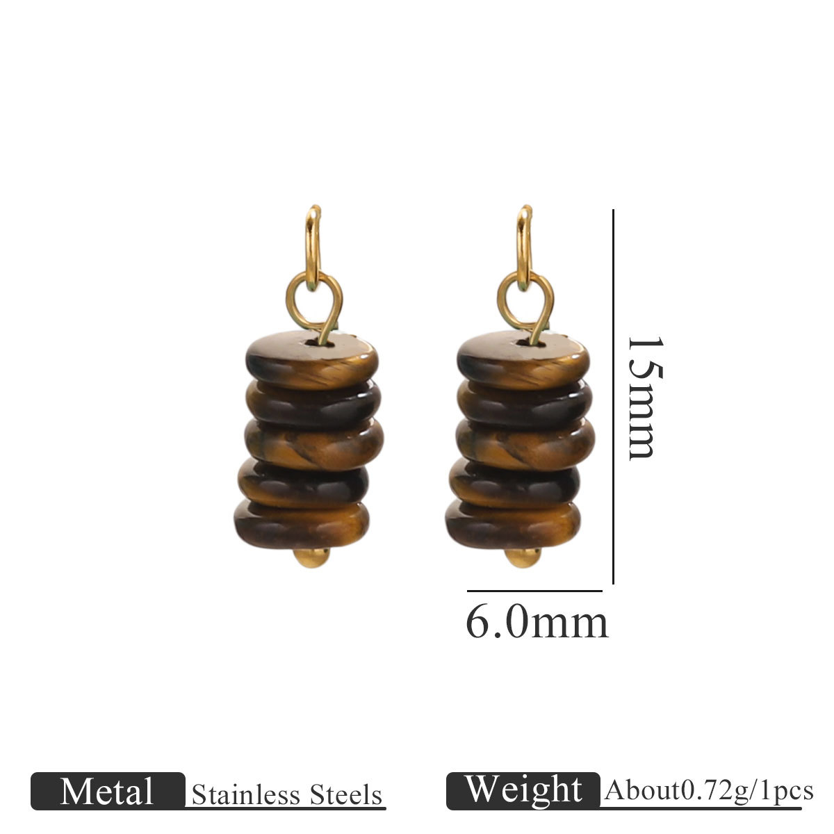 Acero inoxidable ojo de tigre piedra piedra natural perlas DIY joyería hecha a mano cuentas pendientes pulseras accesorios