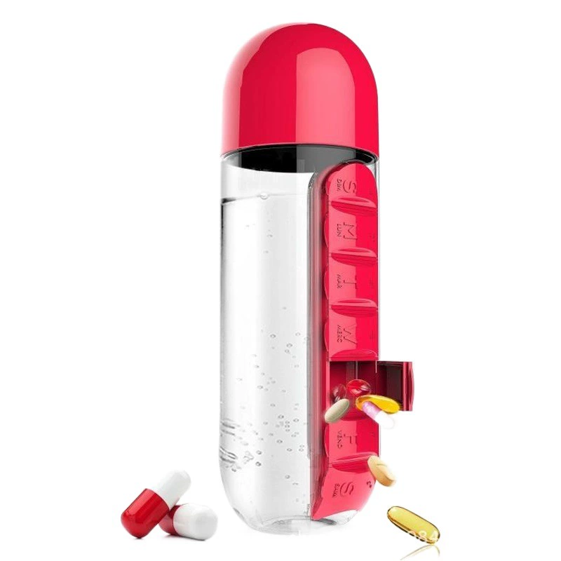 Оптовая семидневная портативная пластиковая аптечка для воды чашка для воды два-в-одном уличная Капсульная чашка большой емкости креативная аптечка бутылка для воды