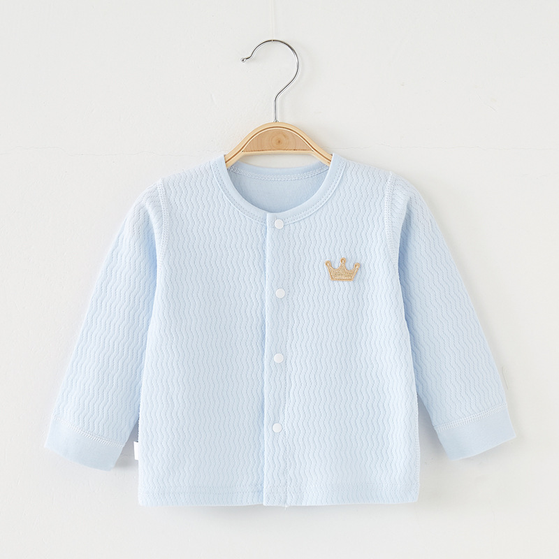 嬰兒秋衣上衣寶寶純棉春秋無骨新生兒長袖衣服嬰幼兒單件春裝開衫
