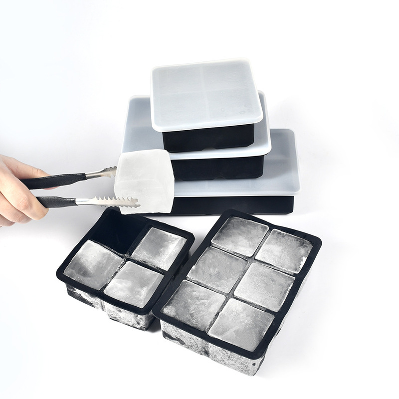 Factory spot food grade Silicone Ice Cube Ice Cube mold 4 even 6 even 8 even ice box with lid for household use