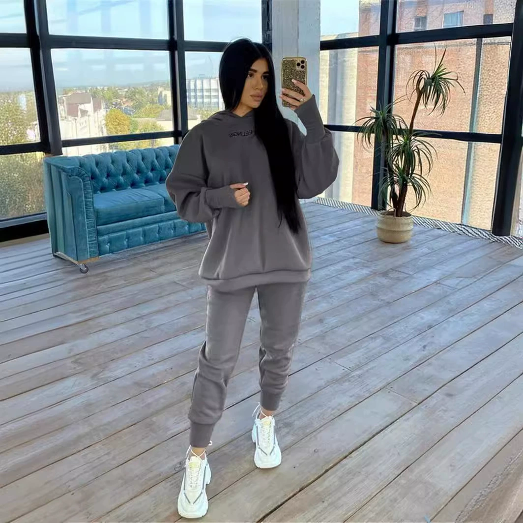 Зимняя и осенняя модель eBay 2024 года! Amazon ebay новый модный спортивный костюм с длинными рукавами для отдыха, комплект из двух предметов 9661
