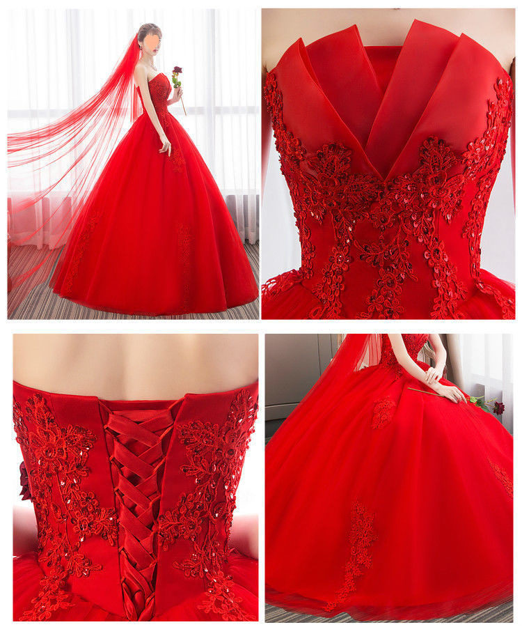 Robe de mariée 2025, nouveau modèle, rouge, princesse, top tube, style coréen, taille haute, confectionnée en usine._voghion.com