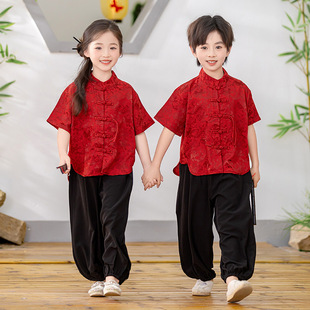 Children's Han Dynasty Suit Summer 2025 New New Chinoiserie Short-Sleeved Shirt Two-Piece Set Baby One-Year-Old Dress Tang Suit
