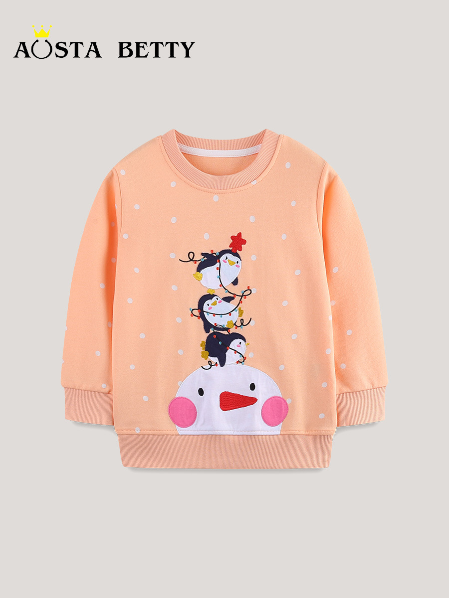 Navidad al por mayor camisetas de niños bordadas camisetas de otoño nuevos productos de algodón para niños camisetas de manga larga