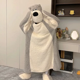 Милый зимний коралловый бархат пижама, тёплый мультикражевной халат для любимого
