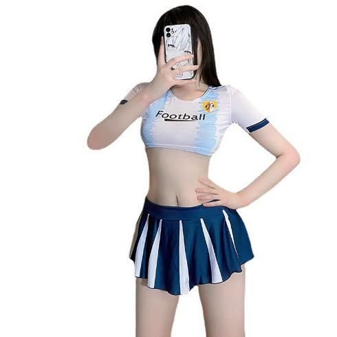 Lencería sexy fútbol bebé sexy dinámico estudiante uniforme tentación traje dividido cos traje de porristas