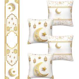 跨境新款抱枕套不带芯家居客厅沙发靠枕套子单面印花月亮桌旗横幅