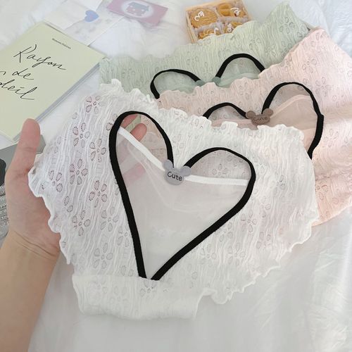 Exciting limited edition~Girl Japanese style pure lust style lace panties, feminine pure cotton crotch mid-waist women's briefs