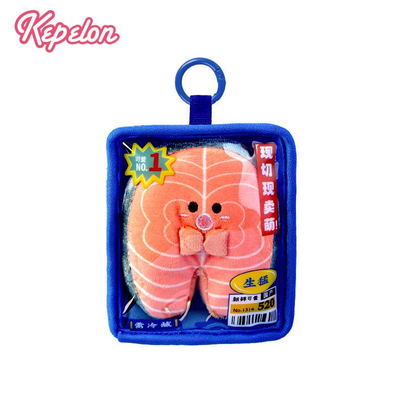 Kaipelon シーフード マーケット かわいいフレッシュカットトレイ 北極貝 サバ サーモンフィレ エビ肉 ぬいぐるみペンダント|undefined