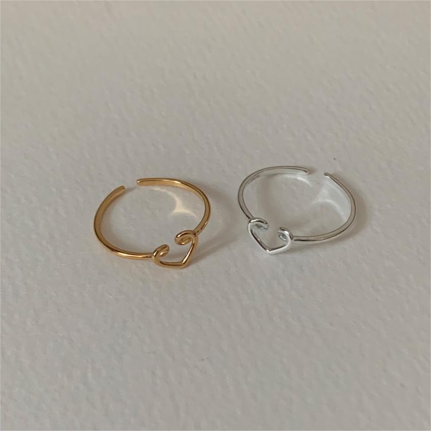 Plating Design 925 Sterling Silver Heart Shape Open Rings