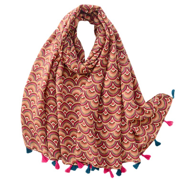 Otoño e Invierno nueva vietera impreso suave satén algodón moda chal algodón y lino sensación bufanda de seda viajes protección solar bufanda caliente