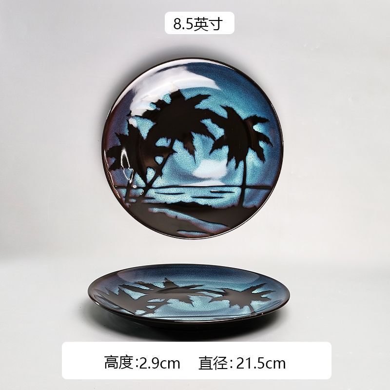 Horno creativo, plato de comida occidental esmaltado, plato de carne, plato de verduras para el hogar, plato de cerámica, plato de pasta de color esmaltado, plato de desayuno al por mayor