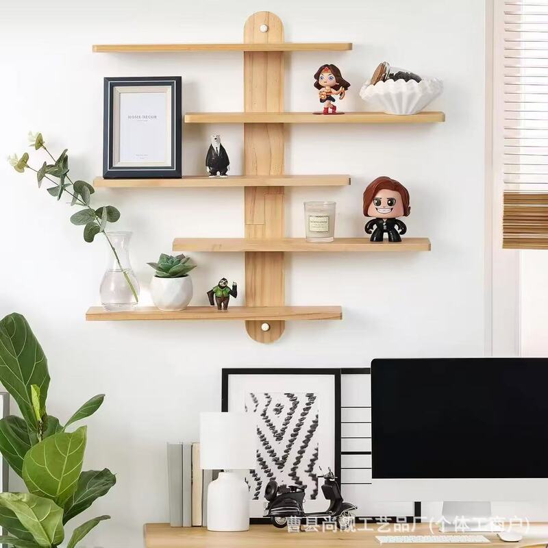 Wooden Wall-Mounted Storage Rack Children's House Wall Storage Rack Animal Model Hand-Made Doll Blind Box Display Rack