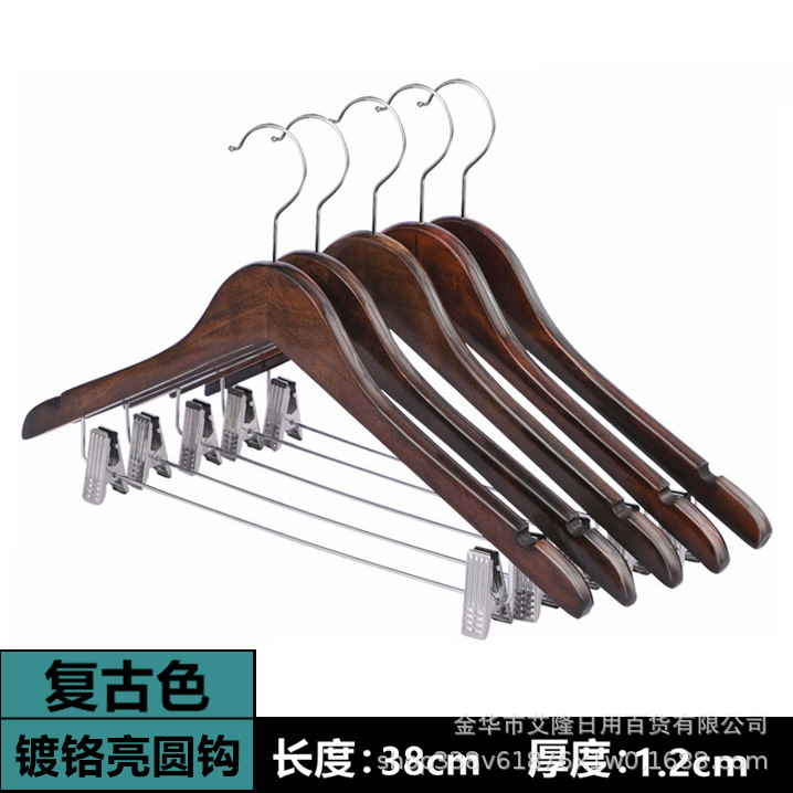 Madera maciza B clip pantalones de rack clip hotel tienda de ropa traje percha de ropa percha de madera al por mayor