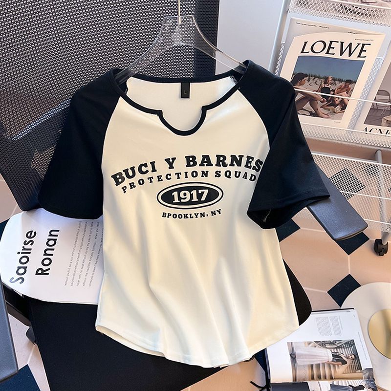 Más tamaño gordita chica vientre-que cubre la parte superior de adelgazamiento para las mujeres verano diseño sentido nicho falso de dos piezas hombro manga corta camiseta
