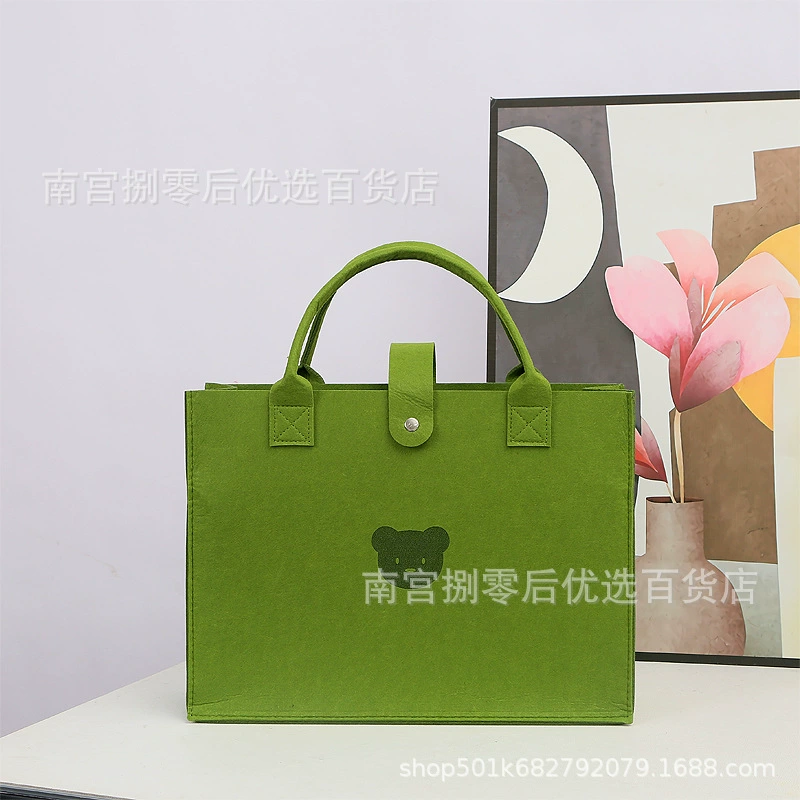Handheld organizer tote bag, thickened construction, bear motif, sizes 20×15×9–40×30×13 cm
