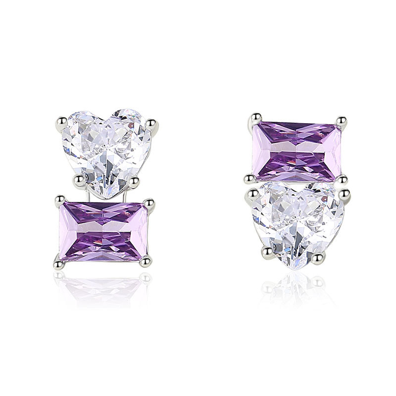 Pendientes 925 de plata de ley de alto grado de contraste de color pendientes encantadores diseño en forma de corazón sentido nicho primavera y verano nuevos pendientes 925 al por mayor